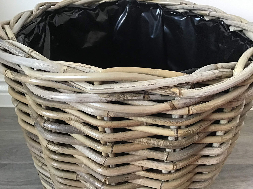Large Round Kuba Rattan Planter – Plastic Lined Basket