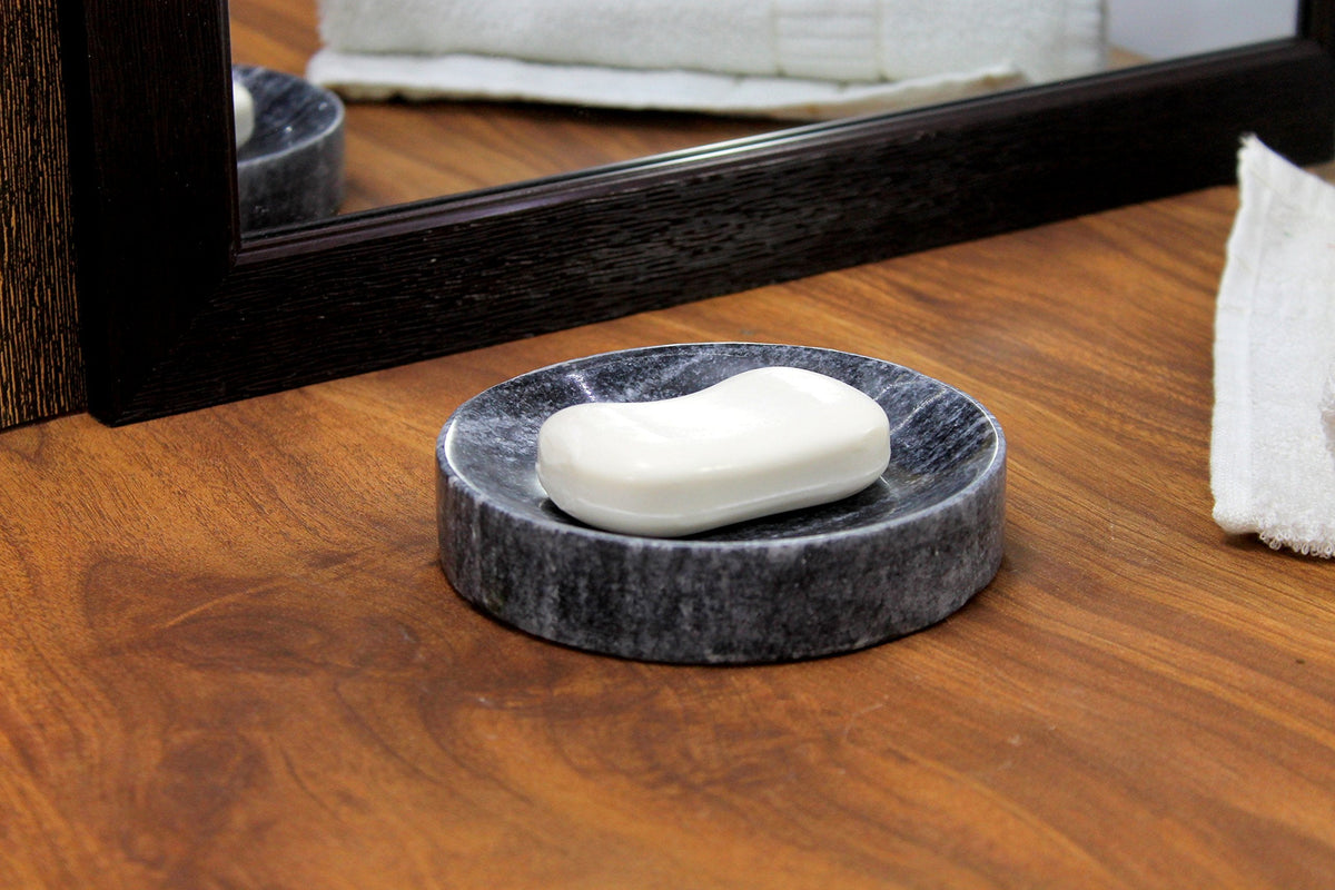KLEO Natural Marble Stone Soap Dish Soap Holder Bath Accessories For Bathroom, Tub or Wash Basin Accessory Black