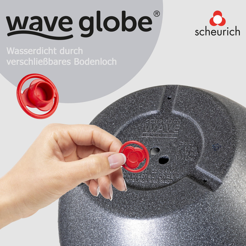 Scheurich Wave Globe – Black Granite Plastic Outdoor Planter, 40cm