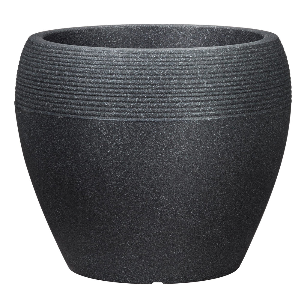 Scheurich Lineo Plant Pot - Black Granit Outdoor Planter - 40 cm