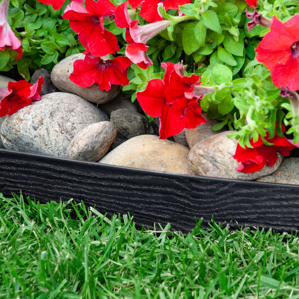 EasyFlex No-Dig Landscape Edging Kit | 2.5 in. Tall Woodgrain Plastic, 40 ft