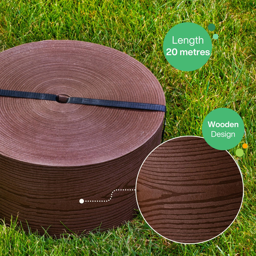 Unigardia 20m Flexible Lawn Edging – Brown Wood Design Garden Border