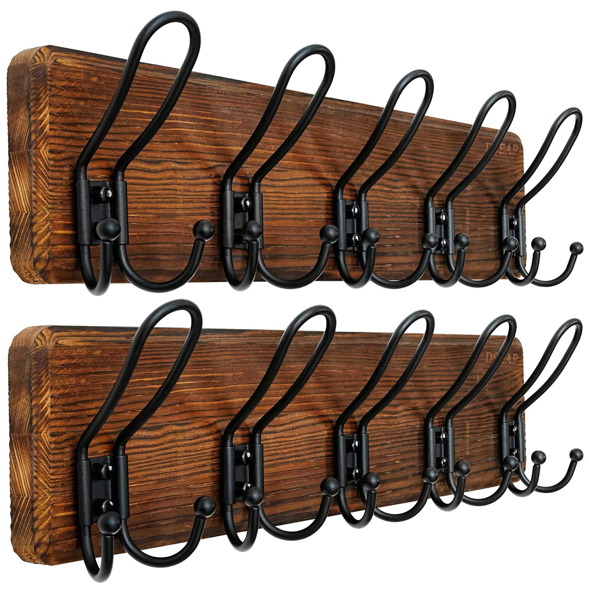 Dseap Coat Rack Wall Mounted - Heavy Duty Farmhouse Rustic Wall Coat Hanger with 5 Wire Hooks for Clothes Hat Jacket Towel, RusticWire, J1-5A - image 1