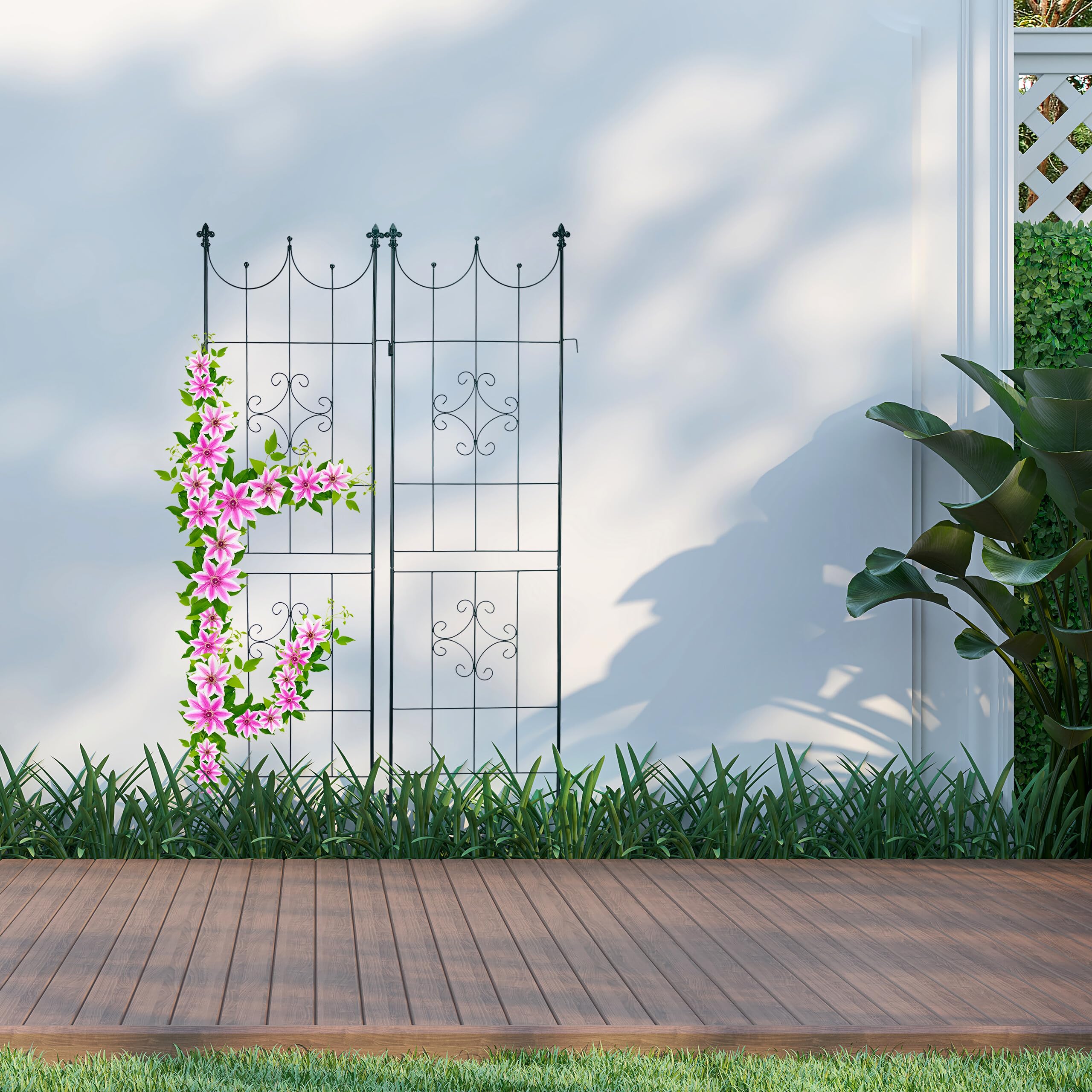 Jolof Store Metal Garden Trellis Set of 2 – 180x50cm Ornate Plant Support