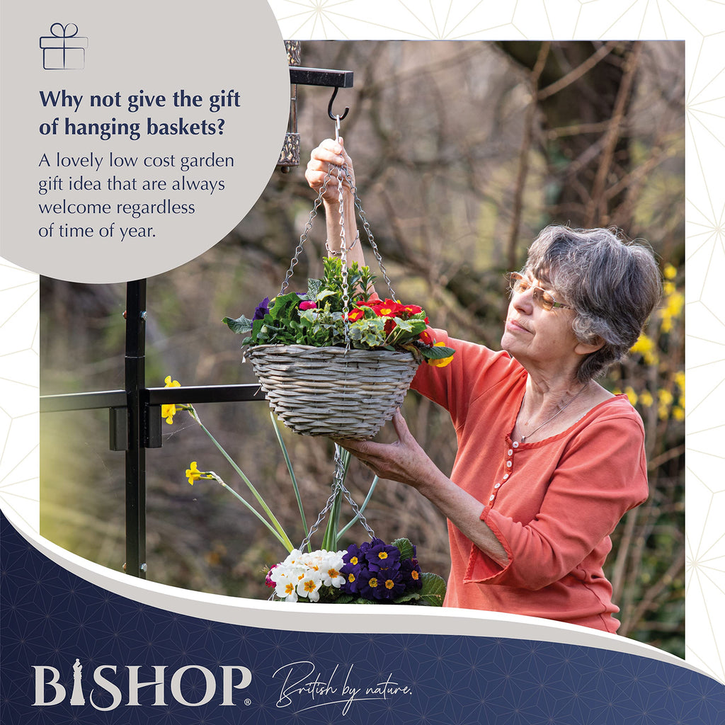 12 Inch Rattan Hanging Basket – Dark Wicker Outdoor Planter