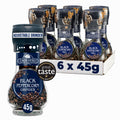 La Drogheria Black Pepper Corns with Adjustable Grinder - 45g (6 Pack)