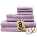 Novo Home 8-Piece Cotton Bath Towel Set – Lilac Soft & Absorbent