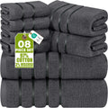 Utopia Towels 8-Piece Luxury Towel Set with Viscose Stripe, Grey - image 1