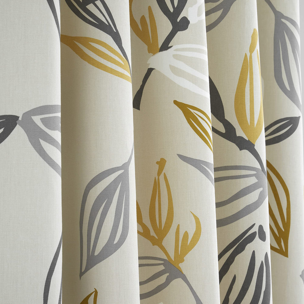 Fusion Ensley 100% Cotton Eyelet Curtains – Ochre, 66" x 90"