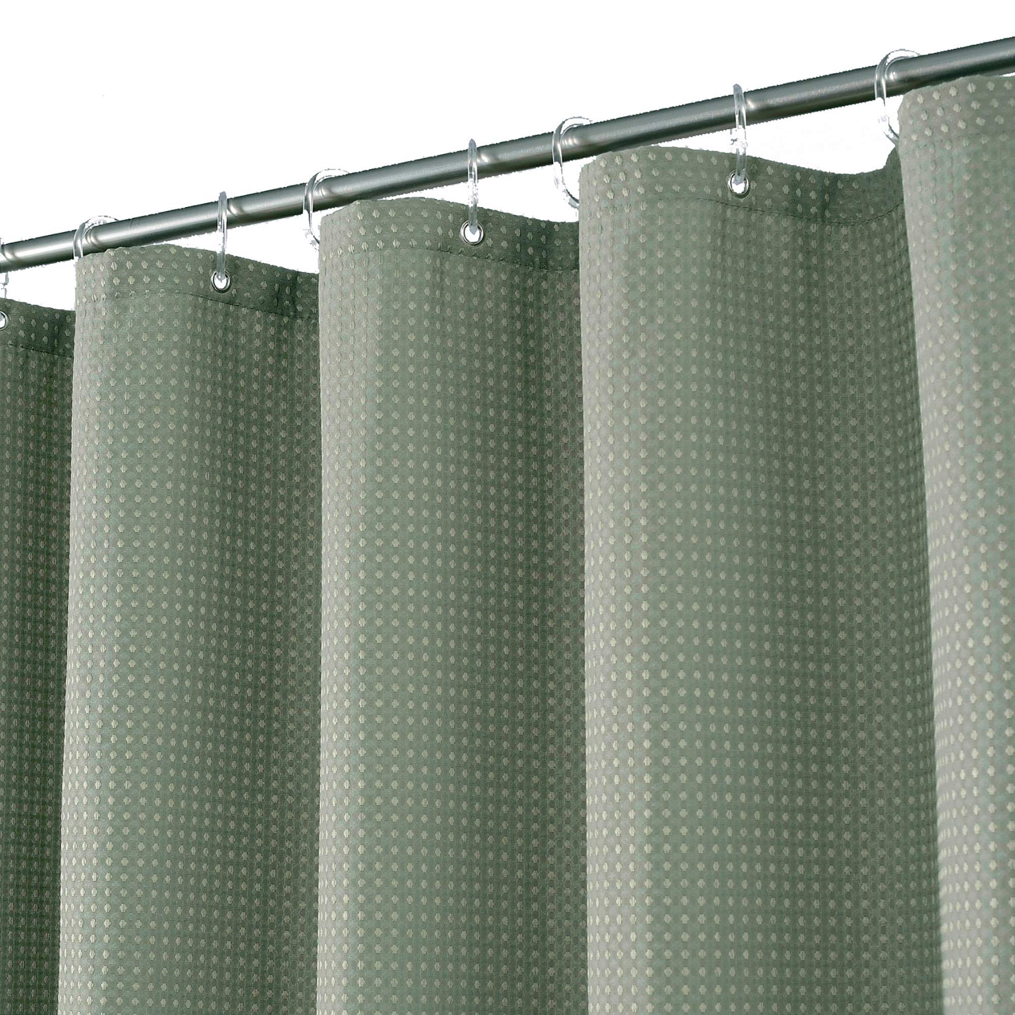 Jolof Store Sage Green Waffle Weave Shower Curtain for Clawfoot Tub