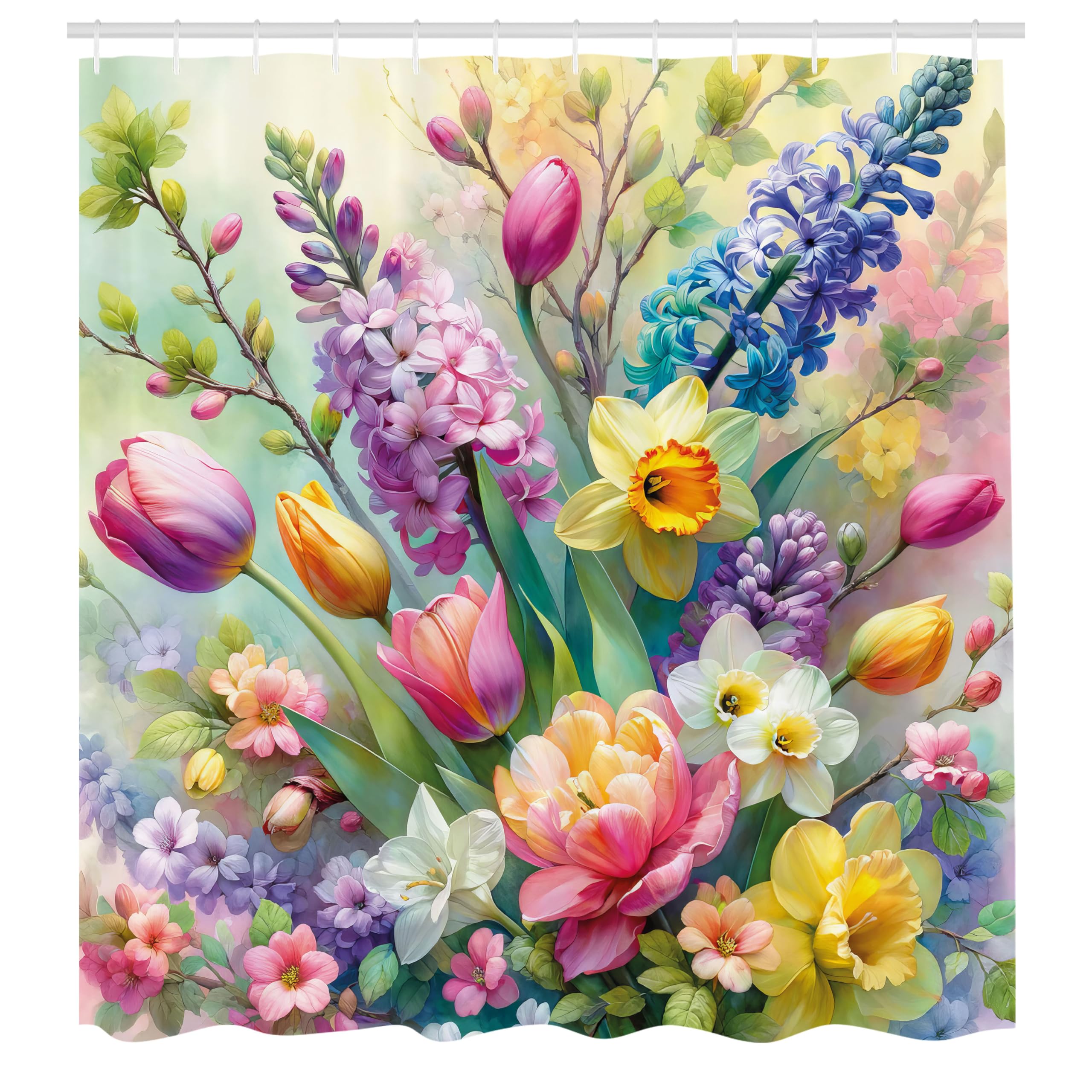 Abakuhaus Floral Shower Curtain | Waterproof Turkish Fabric, 175x200cm