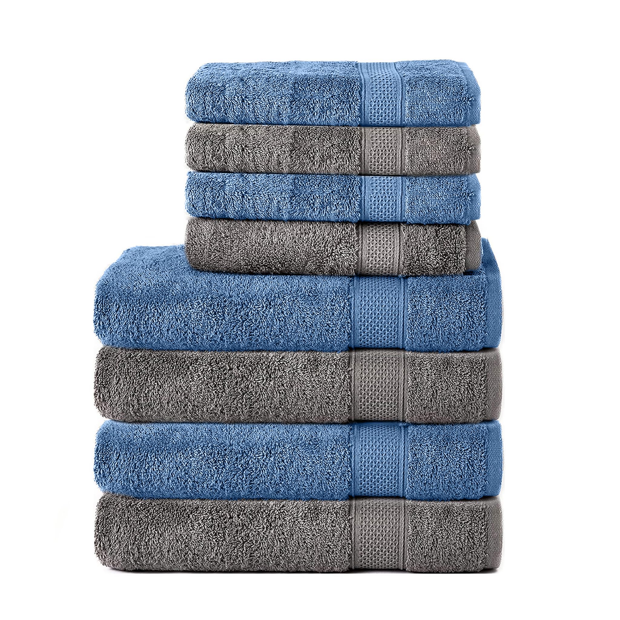 Komfortec 8-Piece Cotton Towel Set – Soft Terry Bath & Hand Towels