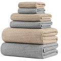 POLYTE 430 GSM Microfibre Quick Dry Waffle Bath Towel Set of 6
