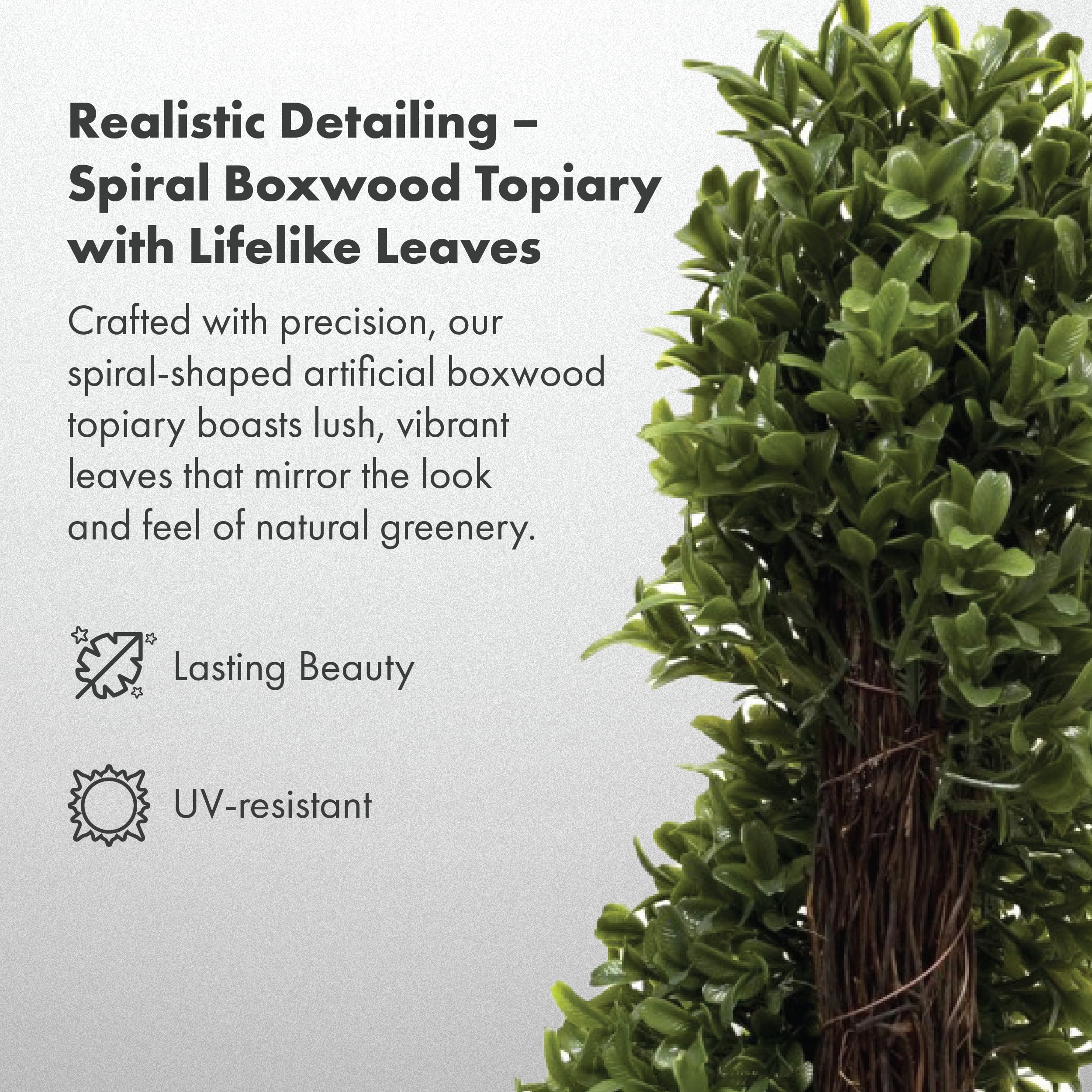 3ft Artificial Boxwood Spiral Topiary Trees in Pots - Set of 2