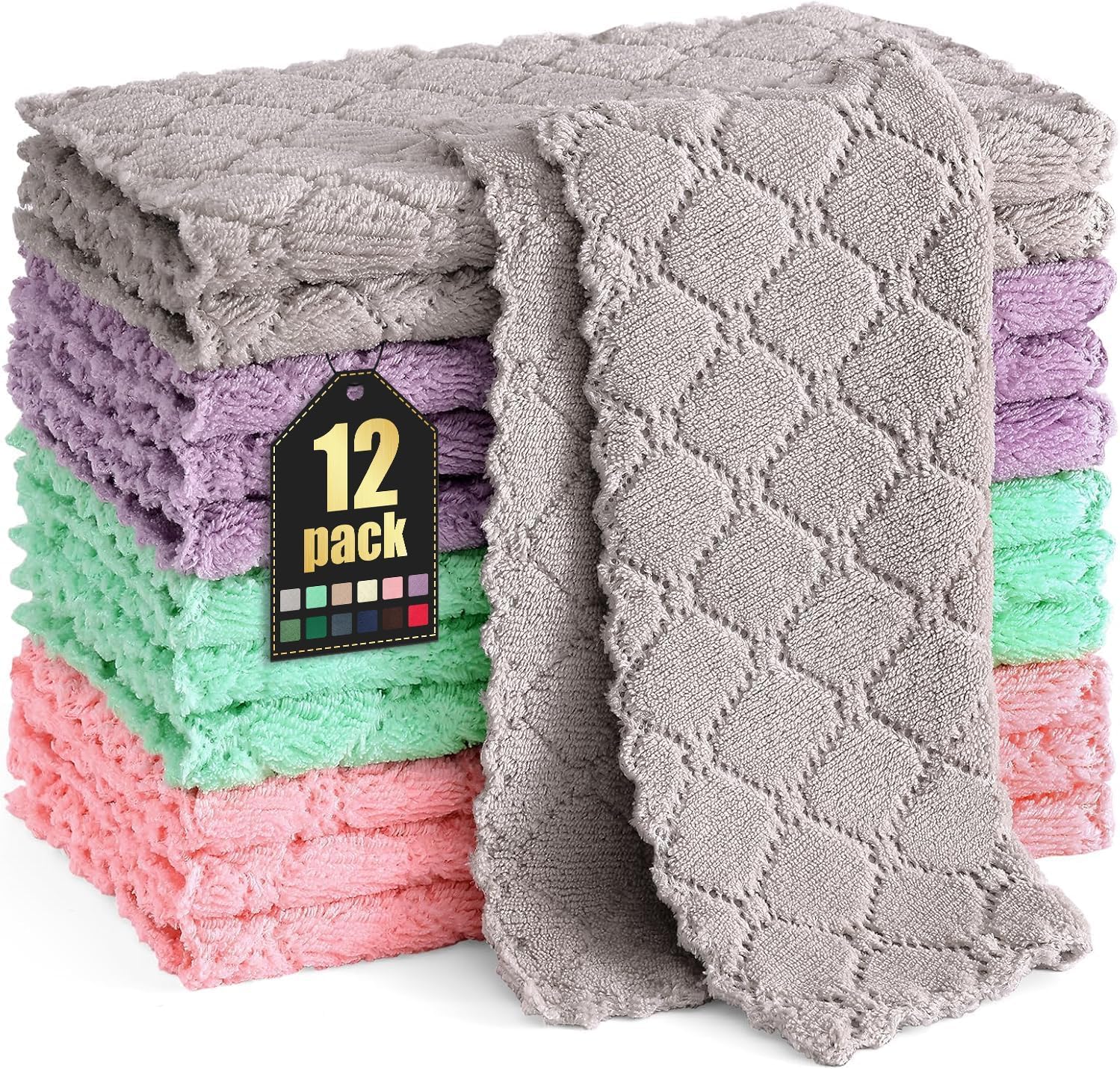 Moosfor Microfibre Cleaning Cloths – 12 Pack, Absorbent & Lint-Free