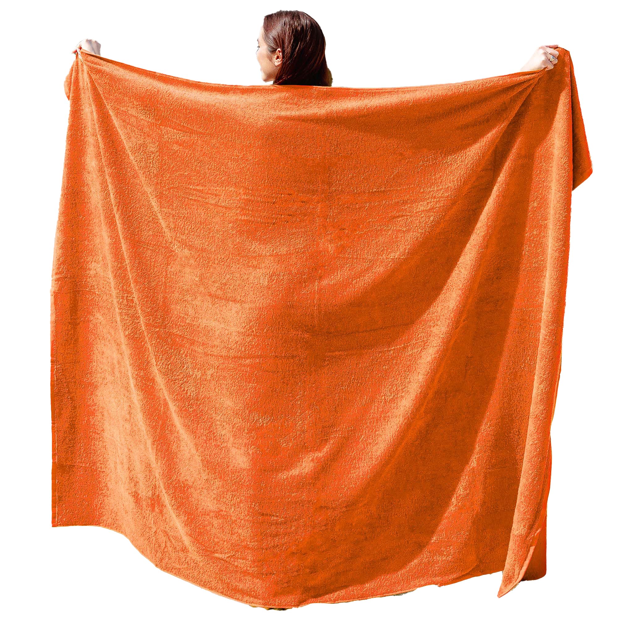 ADAMO XXL Oversize Beach & Bath Towel – 100% Cotton Terry, Orange