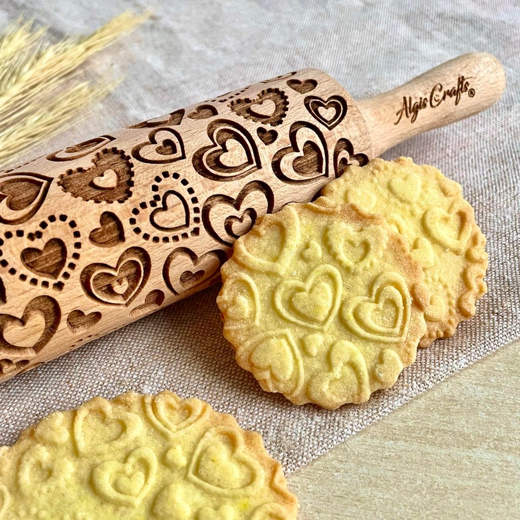 Algis Crafts Kids 3-Piece Mini Embossed Rolling Pin Set - Beech Wood