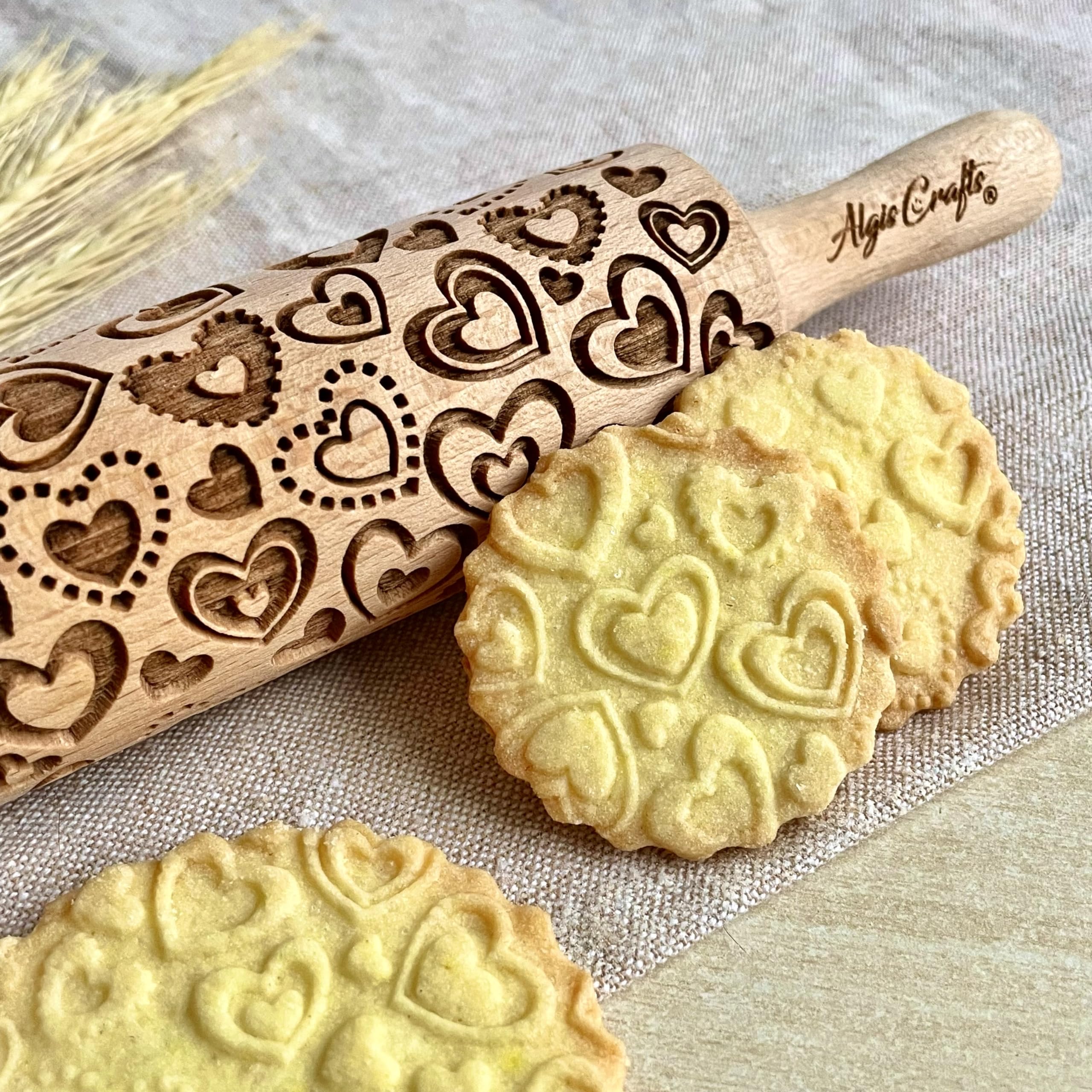 Algis Crafts Kids 3-Piece Mini Embossed Rolling Pin Set - Beech Wood