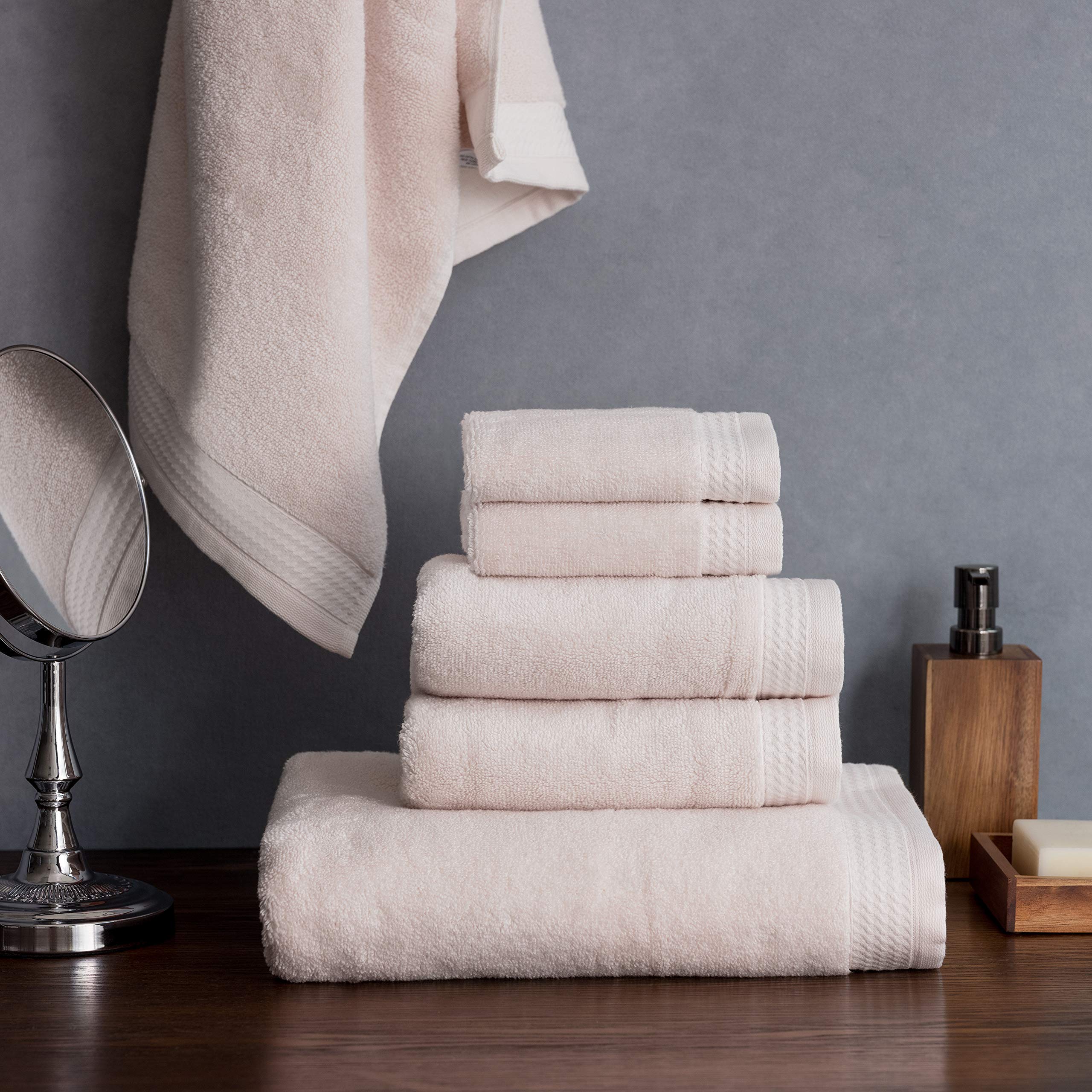 Welhome Madison 6-Piece Hygro-Cotton Bath Towel Set | Blush Pink