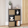 GFW Kube 2x3 Storage Unit Black & Medium Oak, Cube Bookcase with Open and Hidden Storage Compartments, Modern Shelving Unit - image 1