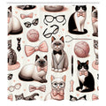 ABAKUHAUS Cat Shower Curtain | Funny Nerd Kitties Fabric Decor | 175x200cm