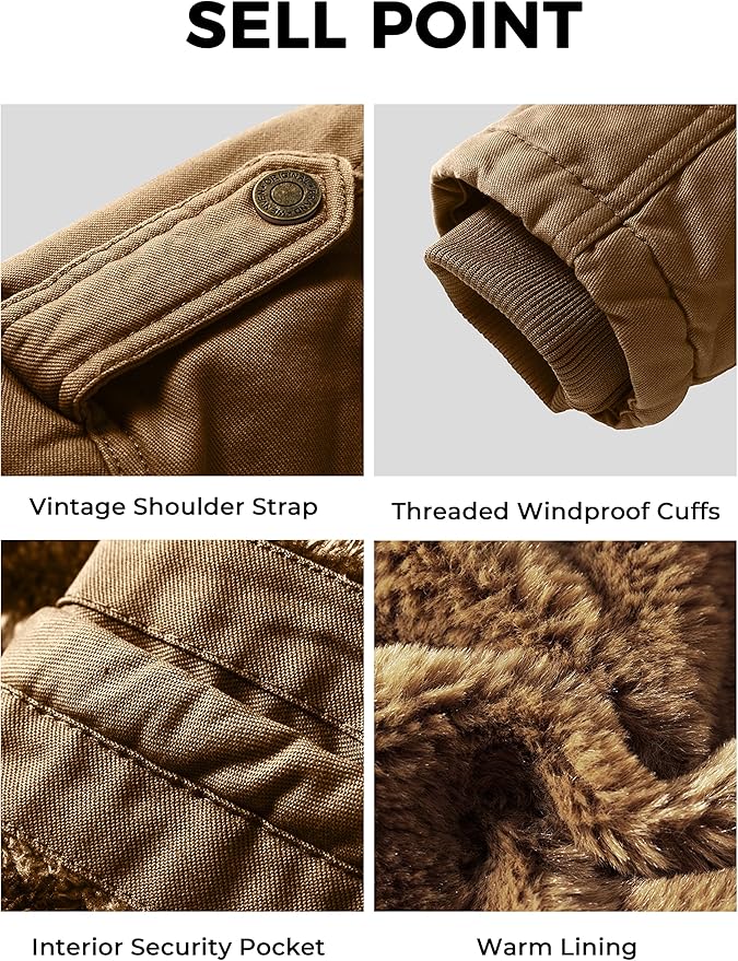 WenVen Men's Winter Parka – Thick Fleece Lined Hooded Cotton Jacket