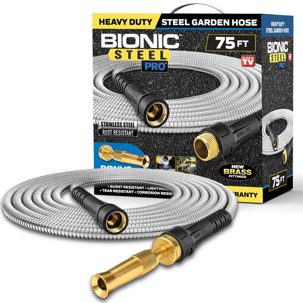 Bionic Steel Pro 75' Metal Garden Hose – Heavy Duty 304 Stainless Steel