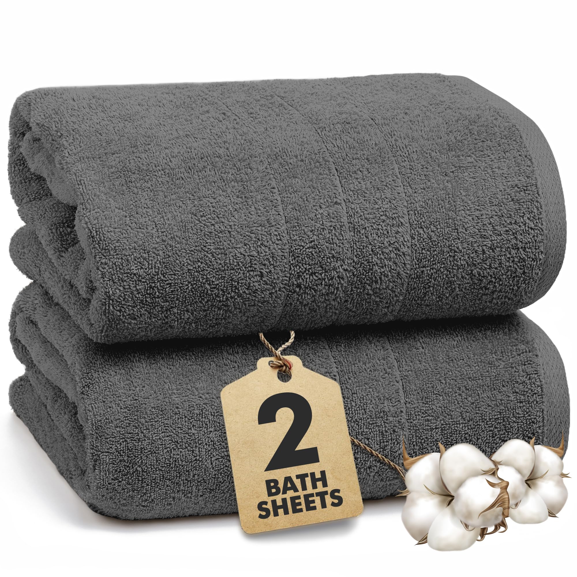 Novo Home Extra Large Bath Sheets – 100% Cotton Quick Dry Towels, 2 Pack