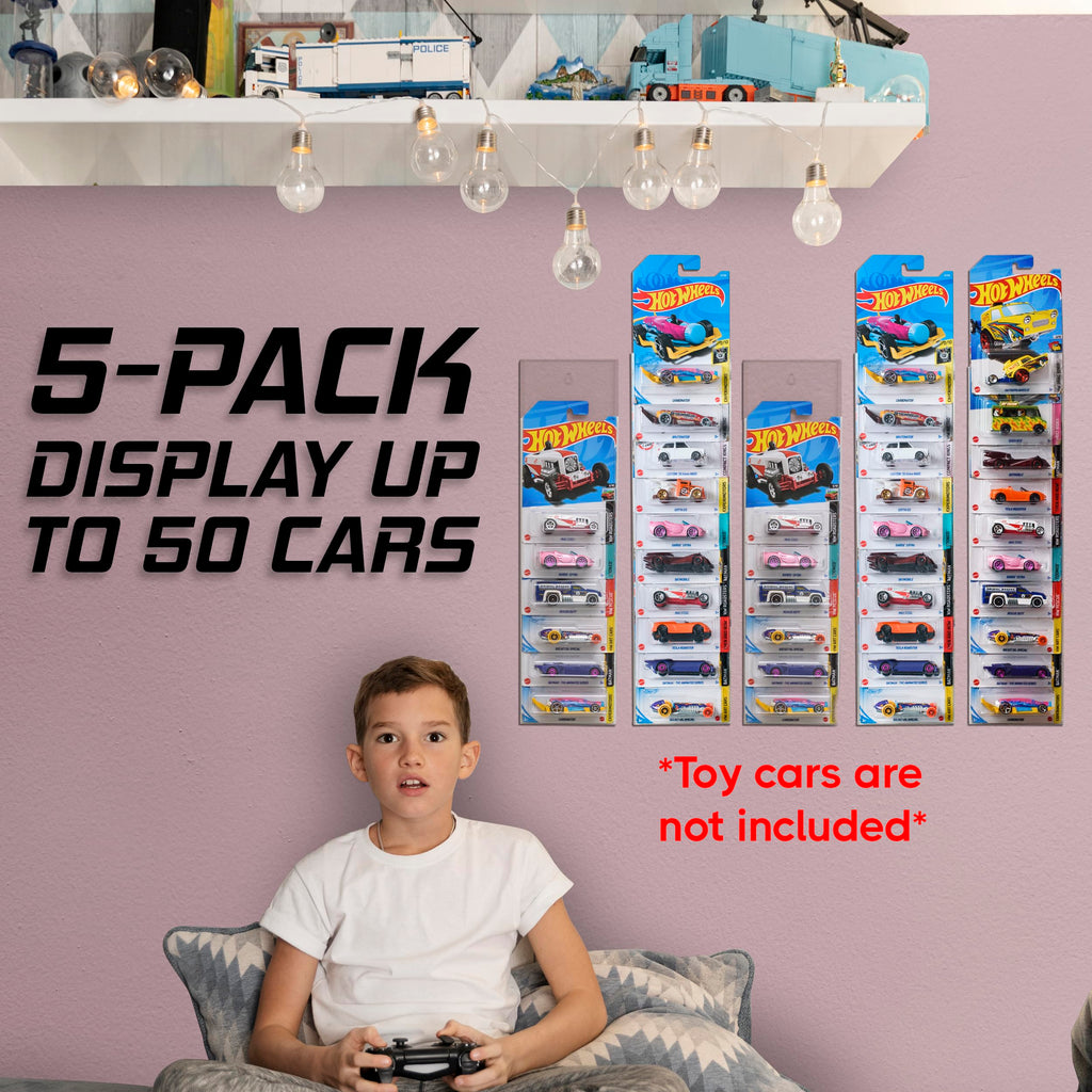 Tapeera Model Car Display Case Wall Mount for Hot Wheels - 5-Pack Acrylic