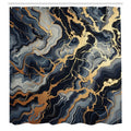 Abakuhaus Navy Blue Marble Shower Curtain | Waterproof Fabric, 175x200cm