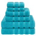 American Soft Linen 6-Piece Turkish Cotton Towel Set | Aqua Blue