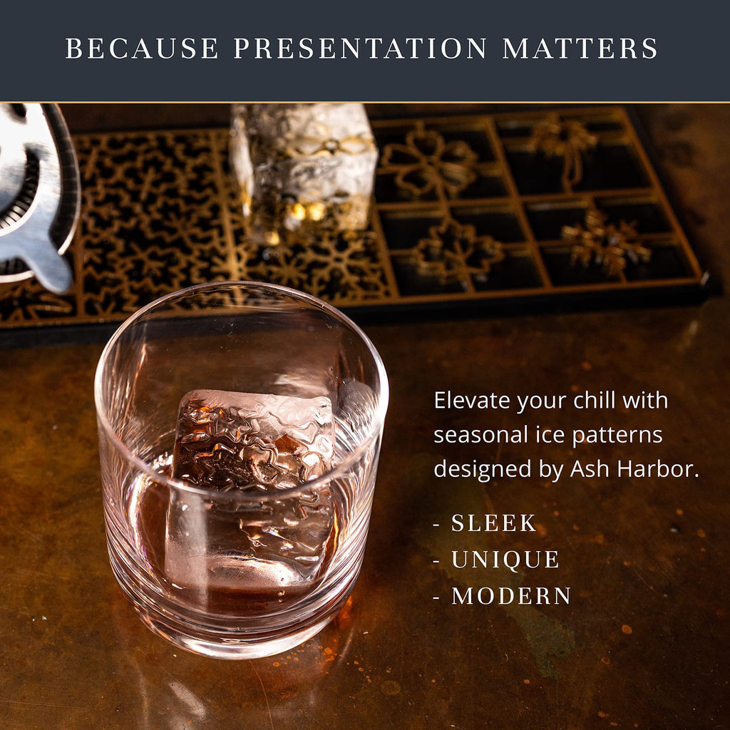 Ash Harbor Ice Designer Tray – Aluminum Whiskey Ice Cube Stamp Mold