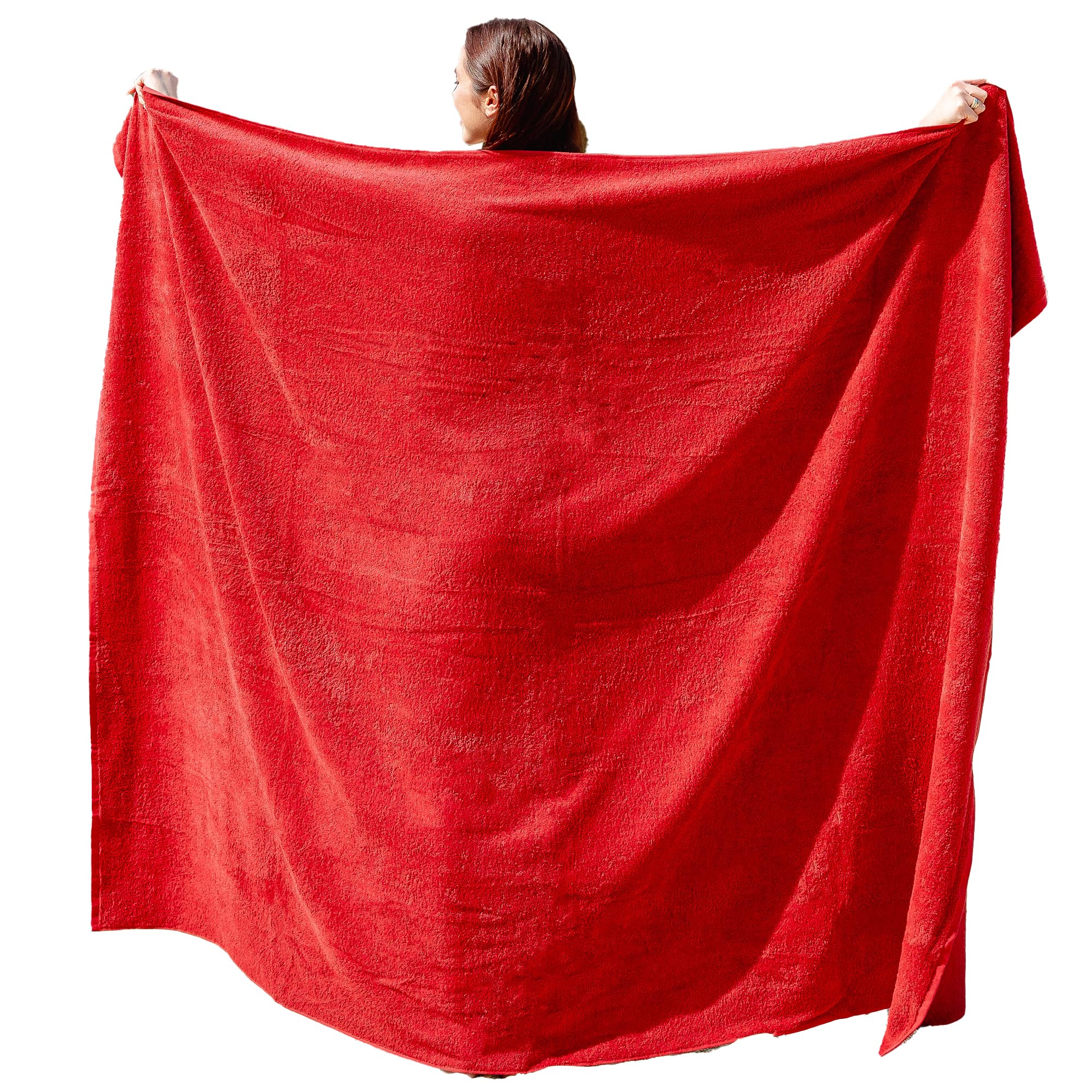 Adamo XXL Beach Towel – Large 100x220cm Cotton Bath Towel in Red