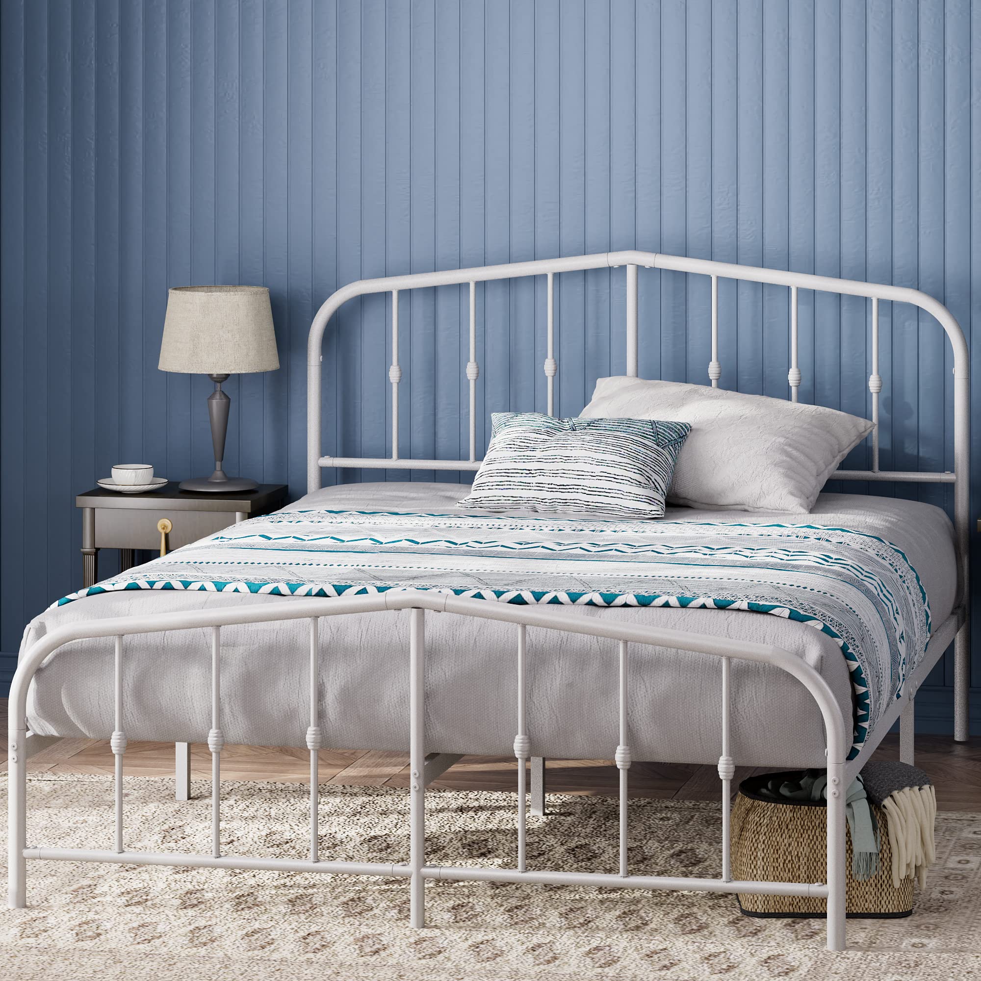 Zinus Heidi King Metal Platform Bed Frame with Underbed Storage - White