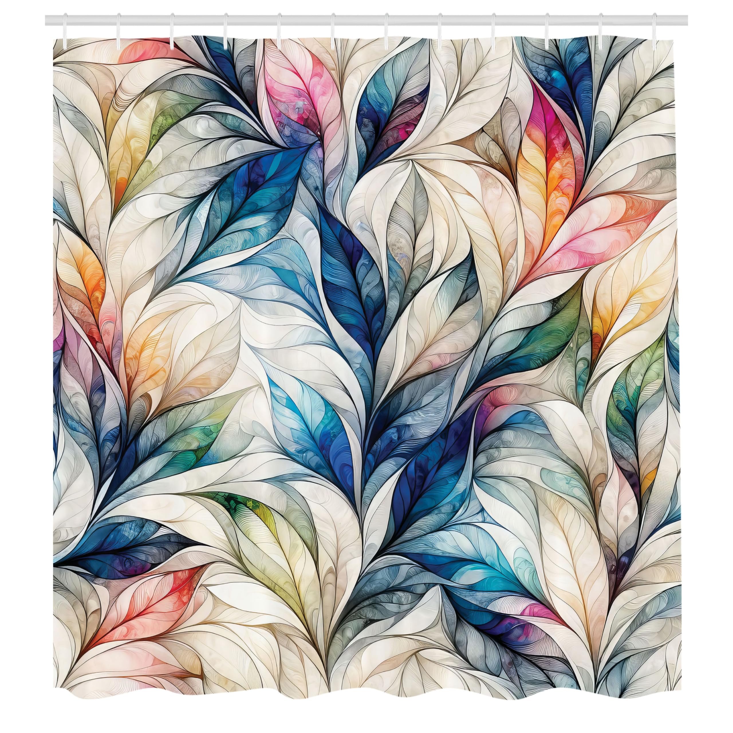 Abakuhaus Fantasy Leaves Shower Curtain | Waterproof Fabric – 175 x 200 cm