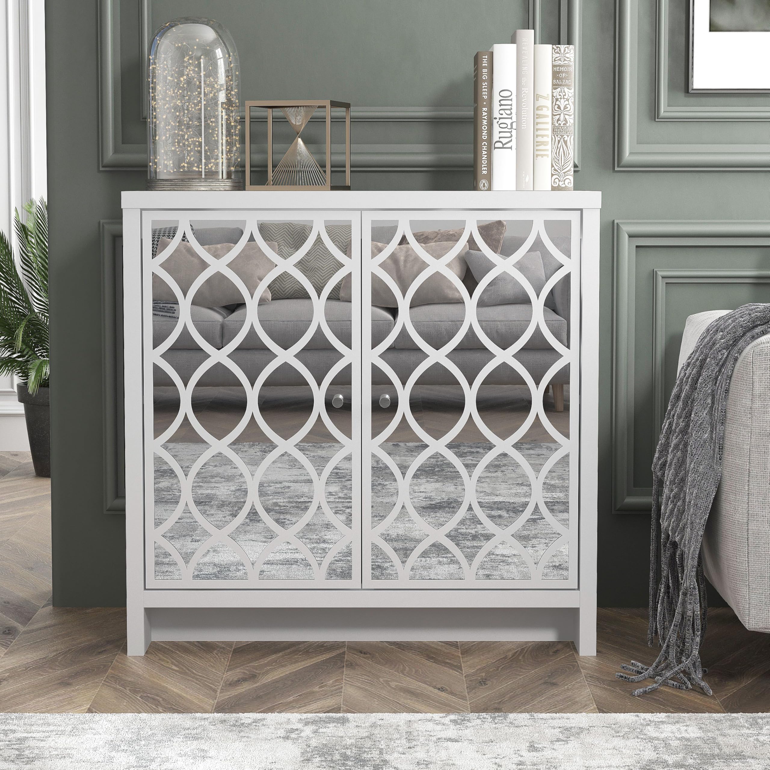 Galano Alice 2 Door Sideboard – Modern White Storage Buffet Cabinet