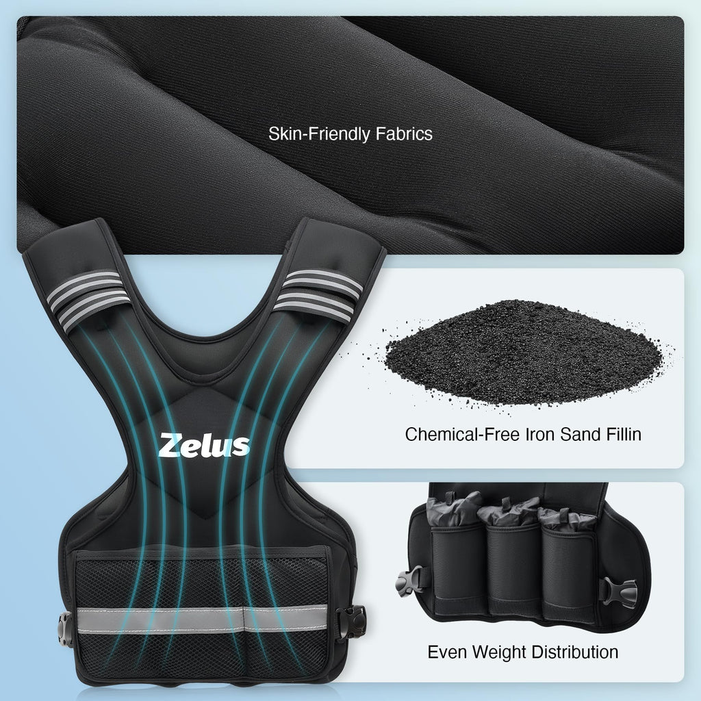 ZELUS Adjustable Weighted Vest | 9-14.5kg Neoprene Weight Vest for Cardio