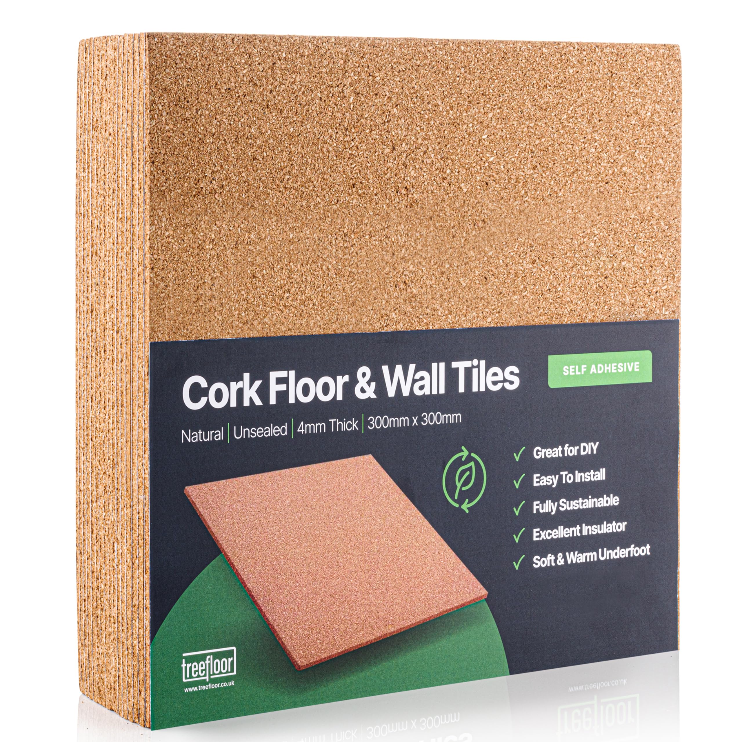 Natural Self-Adhesive Cork Tiles – 300x300x4mm (9 Pack)