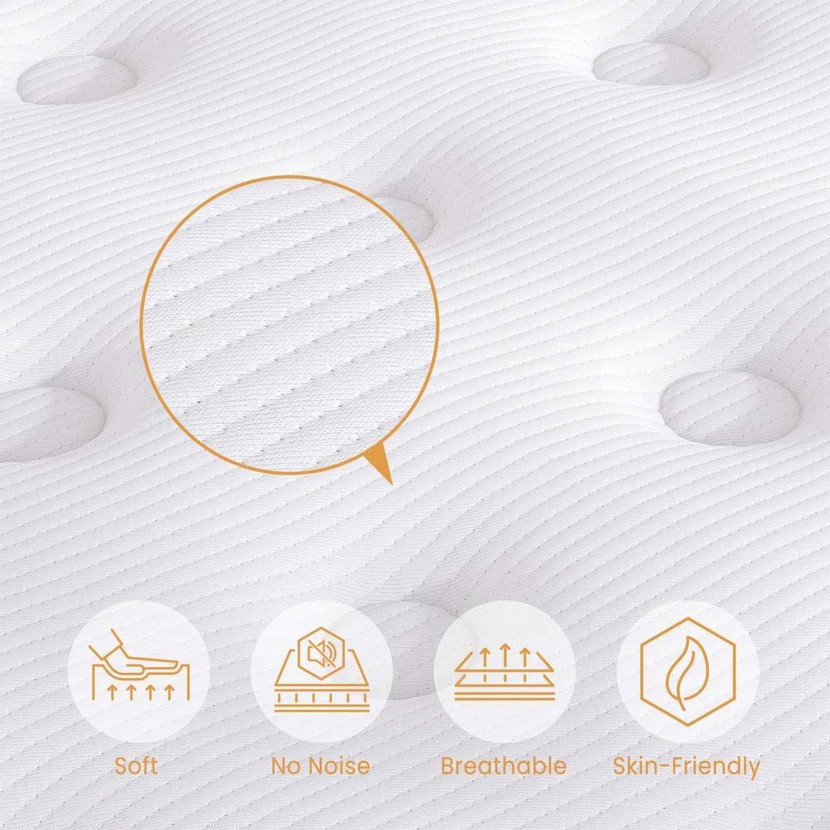 TeQsli Single Mattress 3FT Memory Foam Spring Hybrid Mattress 22CM