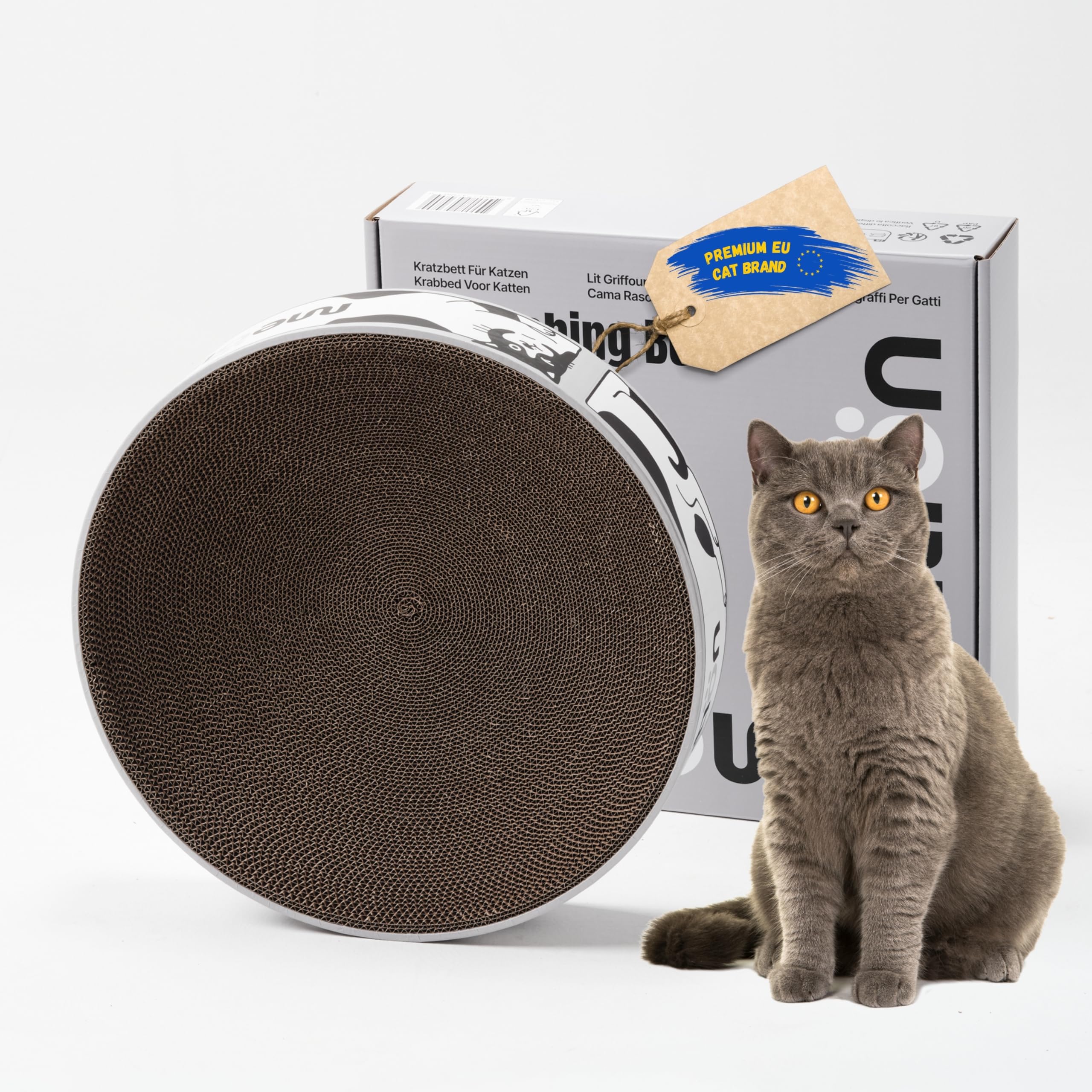 Jolof Store XL Round Cat Scratching Bed | 46cm Recycled Cardboard Scratcher