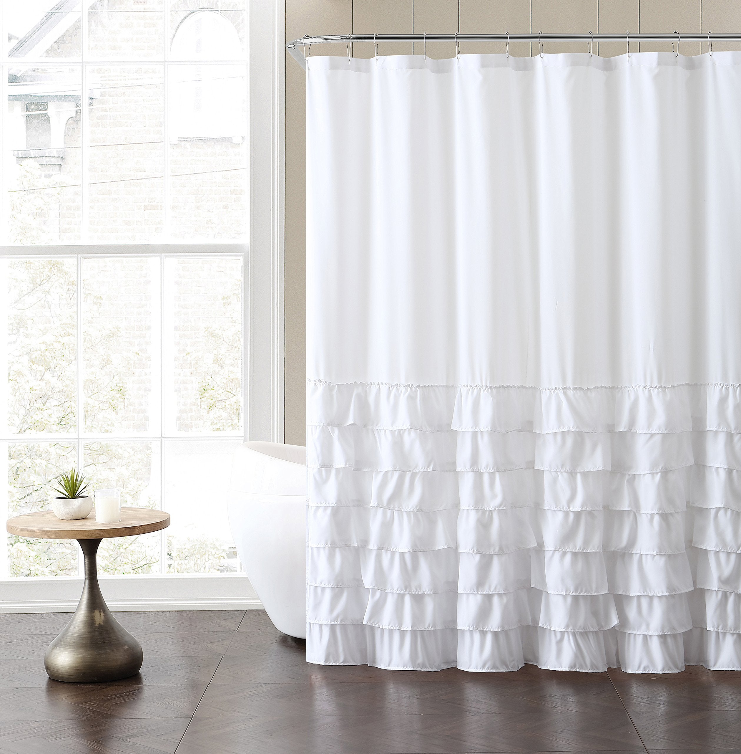 VCNY Home Melanie White Ruffle Shower Curtain - 72x72 Polyester