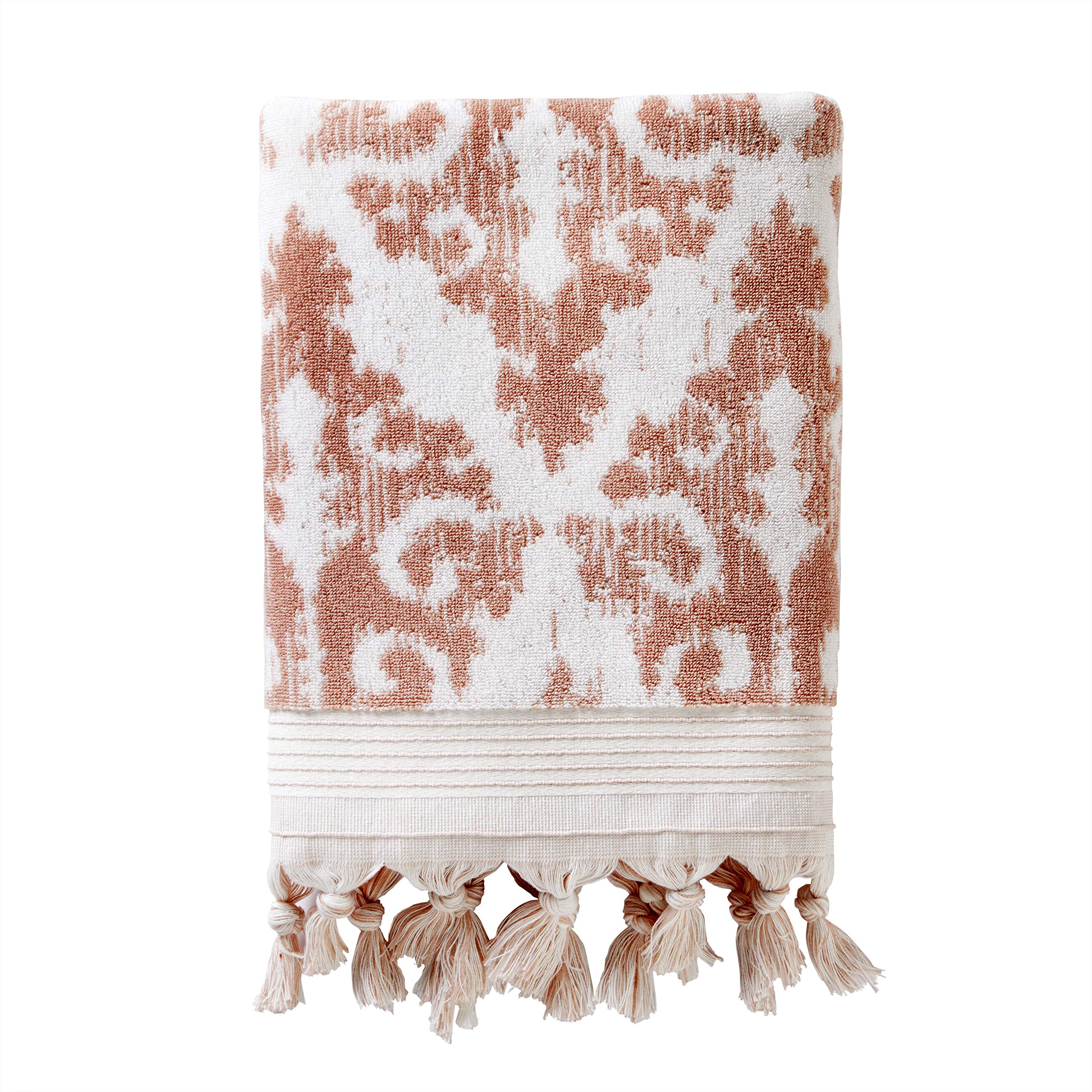 SKL Home Mirage Turkish Cotton Bath Towel – Medallion Fringe, Blush