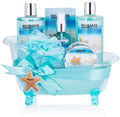 BRUBAKER Summer Dreams 7-Piece Bath and Shower Gift Set in Blue Tub