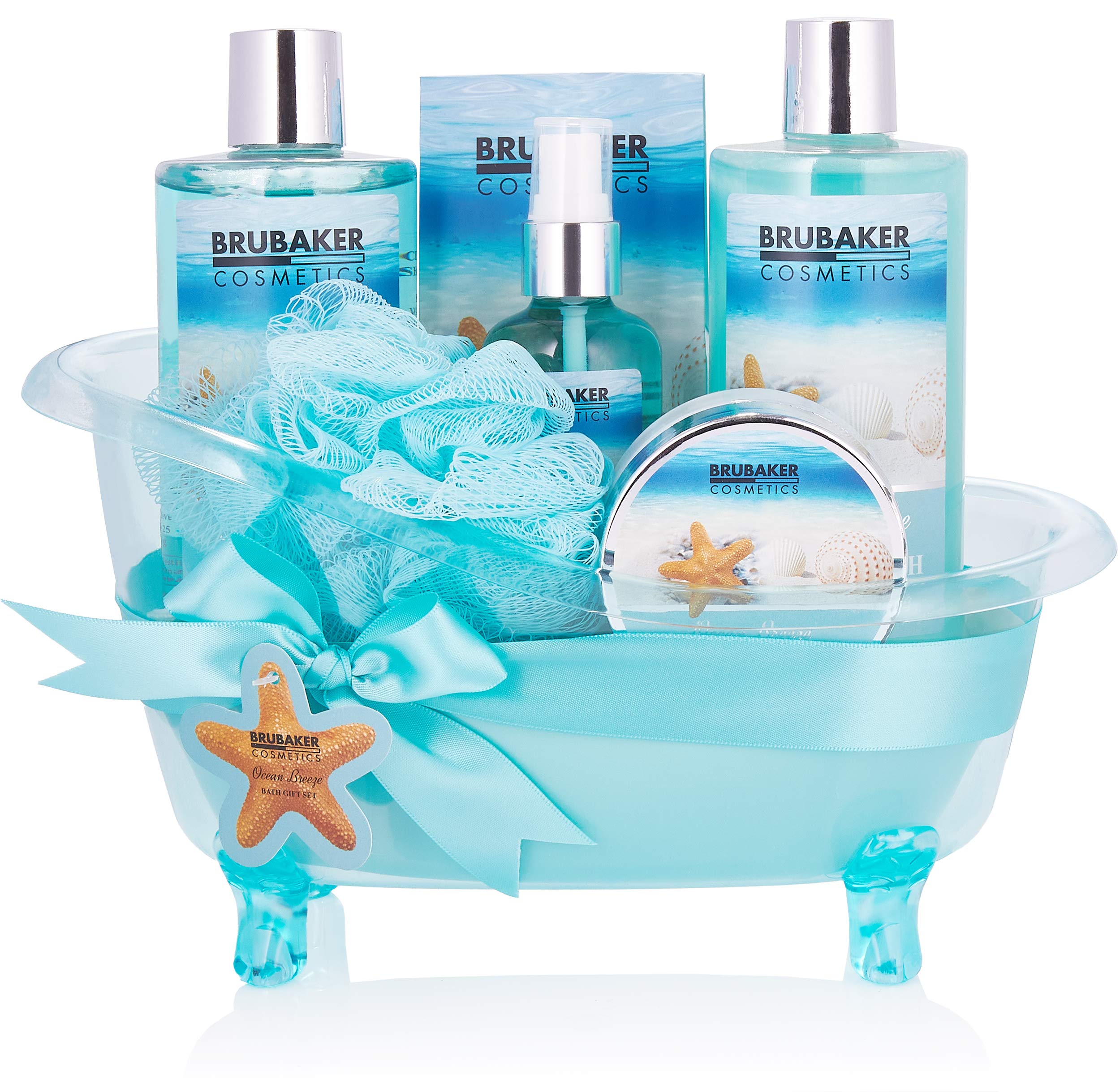 BRUBAKER Summer Dreams 7-Piece Bath and Shower Gift Set in Blue Tub