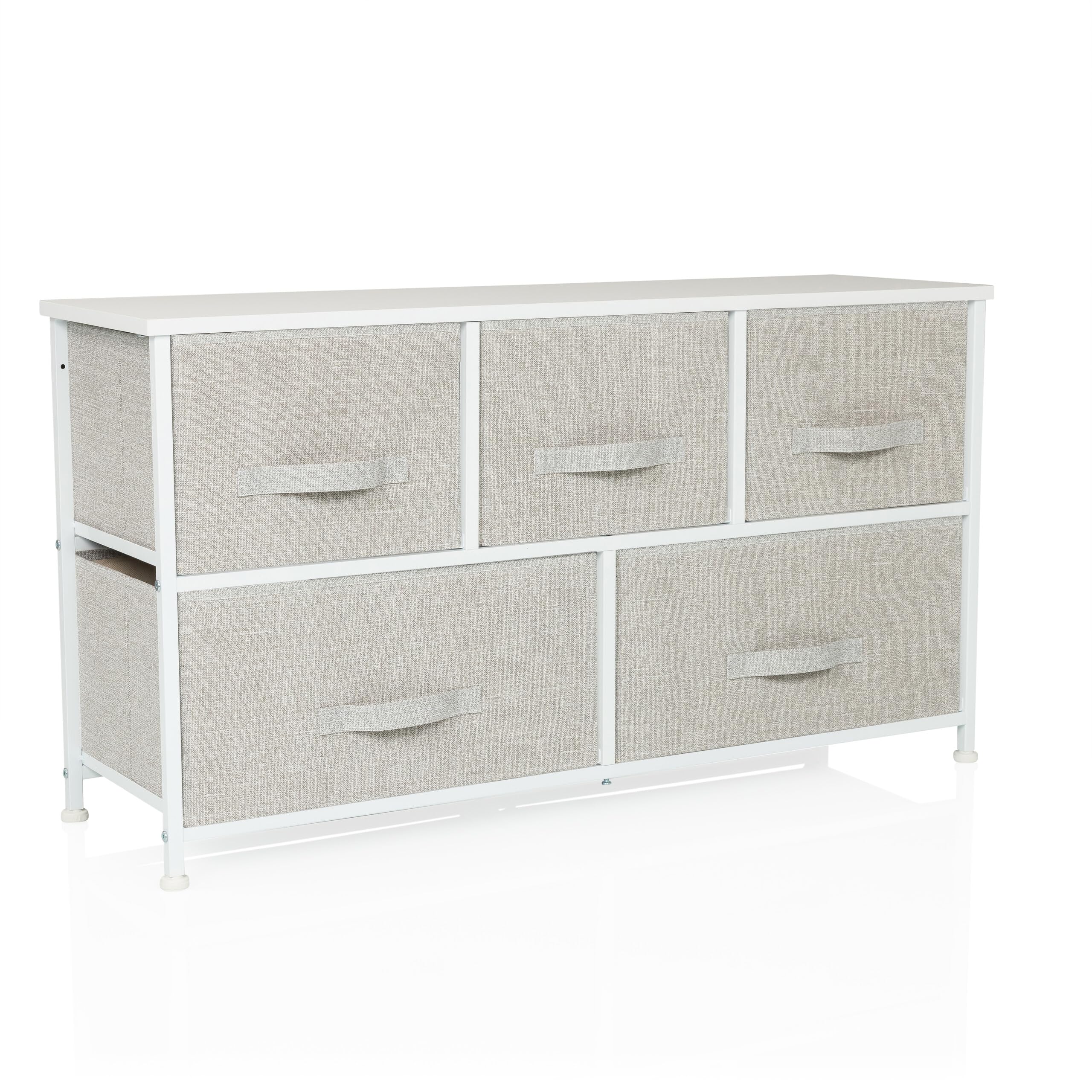 hjh LIVING FOLDAR Chest of Drawers - 5 Fabric Drawers, Metal Frame, Grey