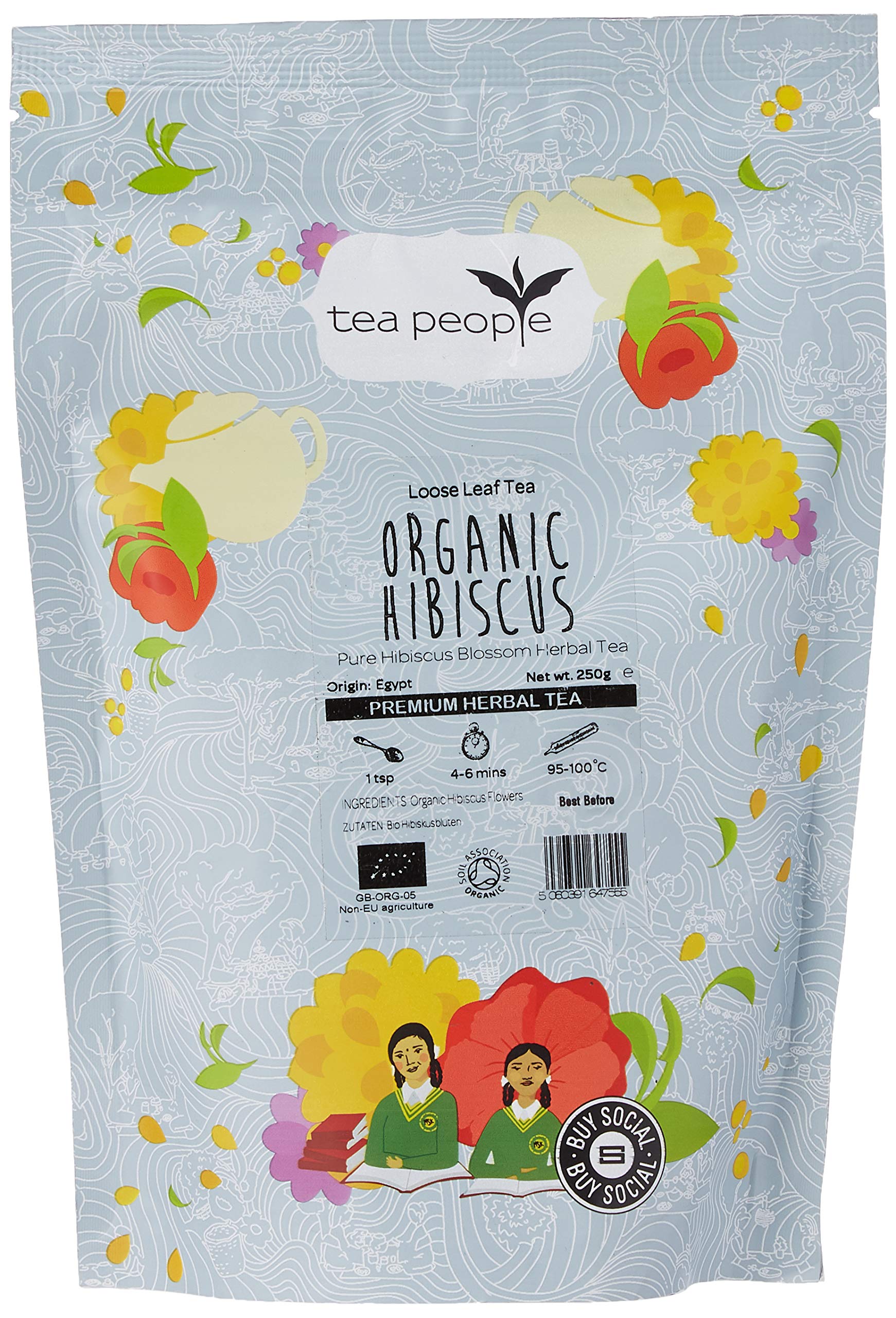 Tea People Organic Hibiscus Herbal Tea - 250g Loose Leaf Refill Pack