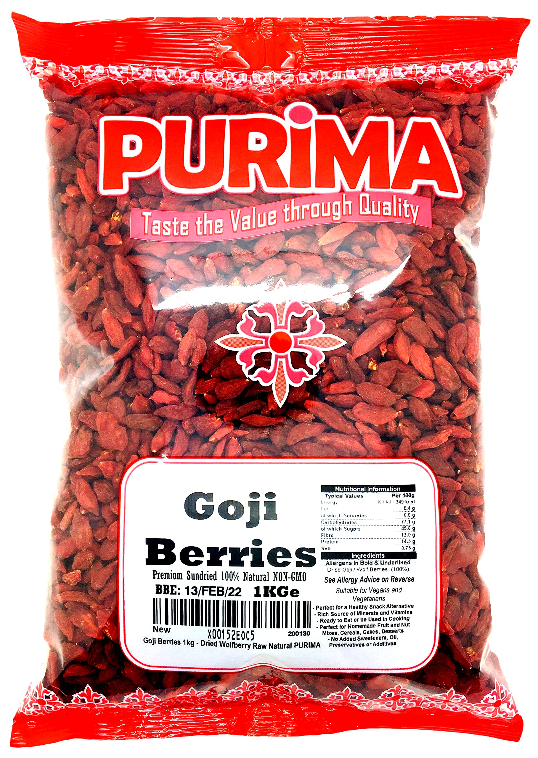 Jolof Store Premium Goji Berries – 1kg Raw Sun Dried Whole Wolfberry