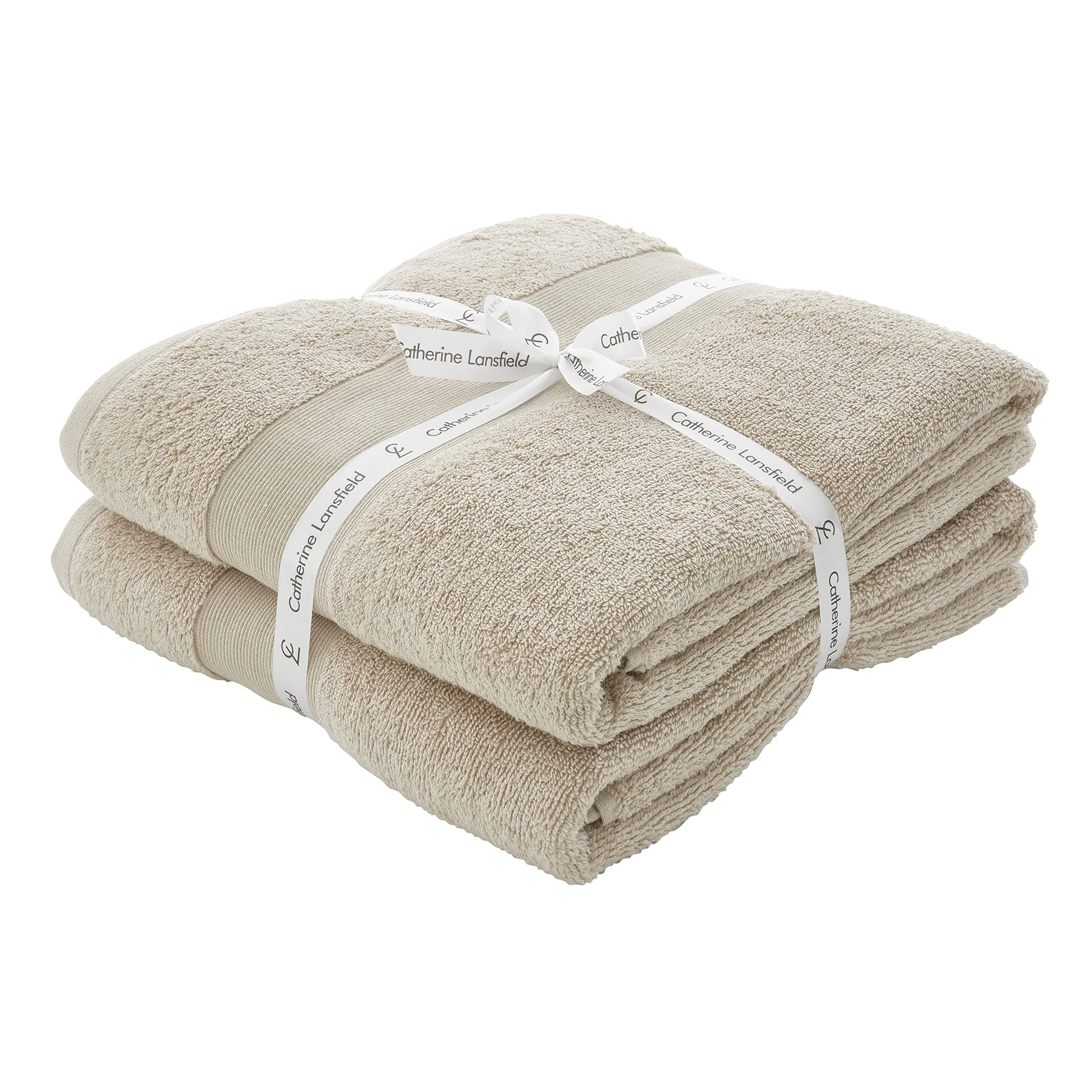 Catherine Lansfield Natural Bath Sheet Pair – 100% Cotton 500gsm