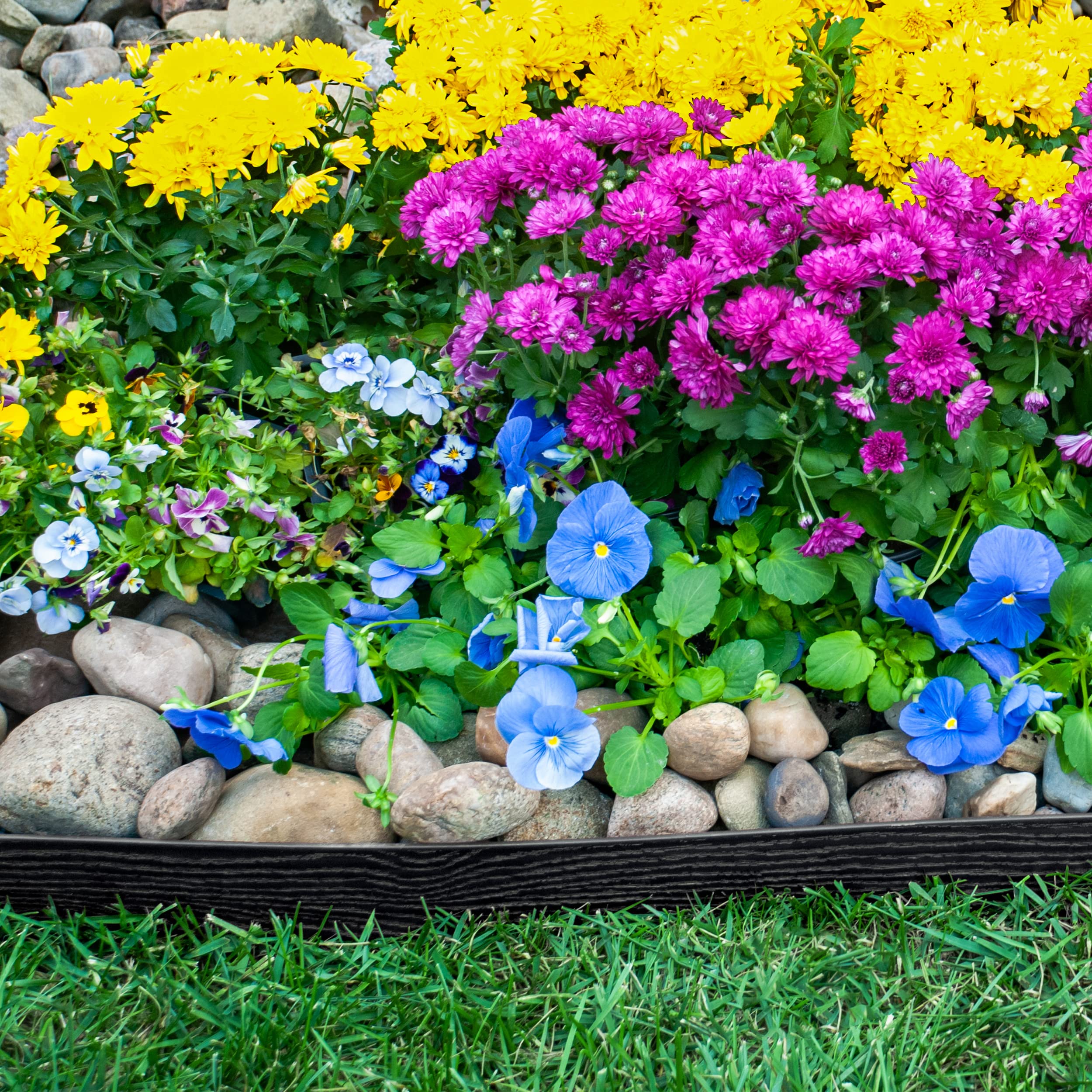 EasyFlex No-Dig Landscape Edging Kit | 2.5 in. Tall Woodgrain Plastic, 40 ft