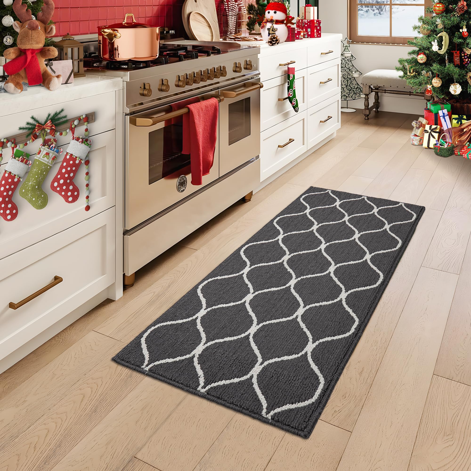 COSY HOMEER Kitchen Mat – 60x120cm Non-Slip Washable Floor Runner, Grey